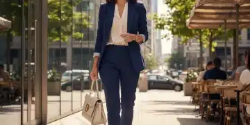 Modern professional woman transitioning from office to casual outing in stylish attire