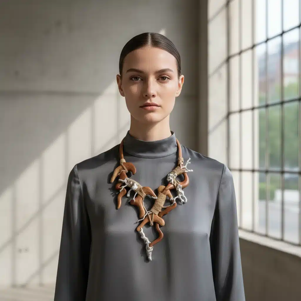 Sculptural sustainable statement necklace