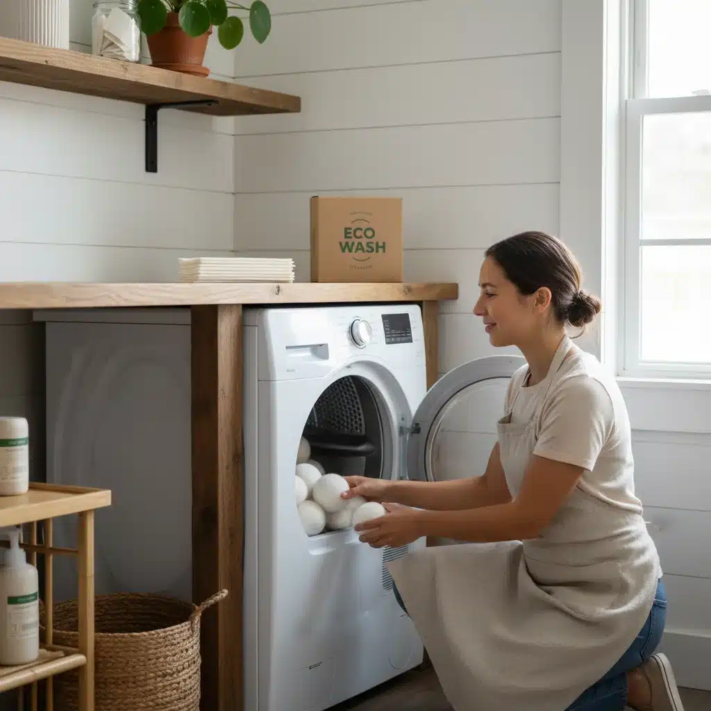 Zero-waste laundry routine with wool dryer balls and detergent sheets