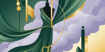 Illustration of dominant color palettes for 2026 fashion, showing earthy green, ethereal lavender, and golden yellow hues.