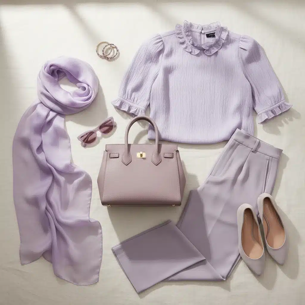 Lavender fashion accessories and garments, showcasing ethereal color trends for 2026.
