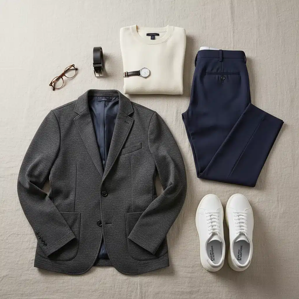 Workleisure clothing flat lay